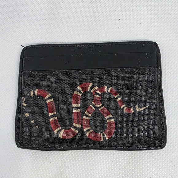 Gucci Black Card Holder with Red Snake Design - Picture 1 of 6